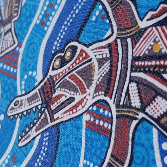 Vintage 90s Austrailia Aboriginal Art Crocodile Dreaming Graphic Single Stitch T - Picture 3 of 7